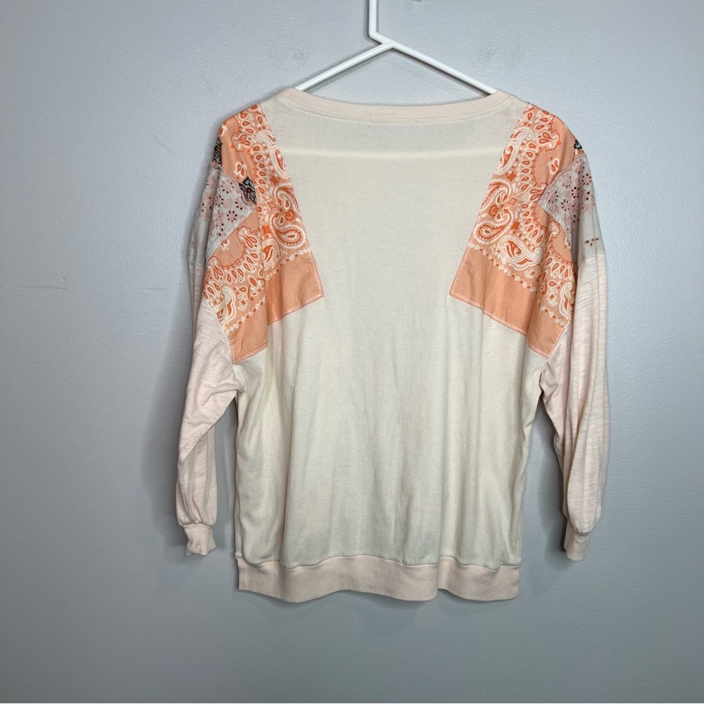 We the Free Patchwork Cozy Boho Feelin It tee in alabaster combo size XS - Picture 3 of 15